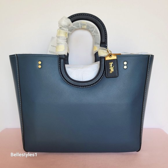 COACH Handbags - COACH Rae In Colorblock Large Leather Tote Bag- Dark Denim Multi